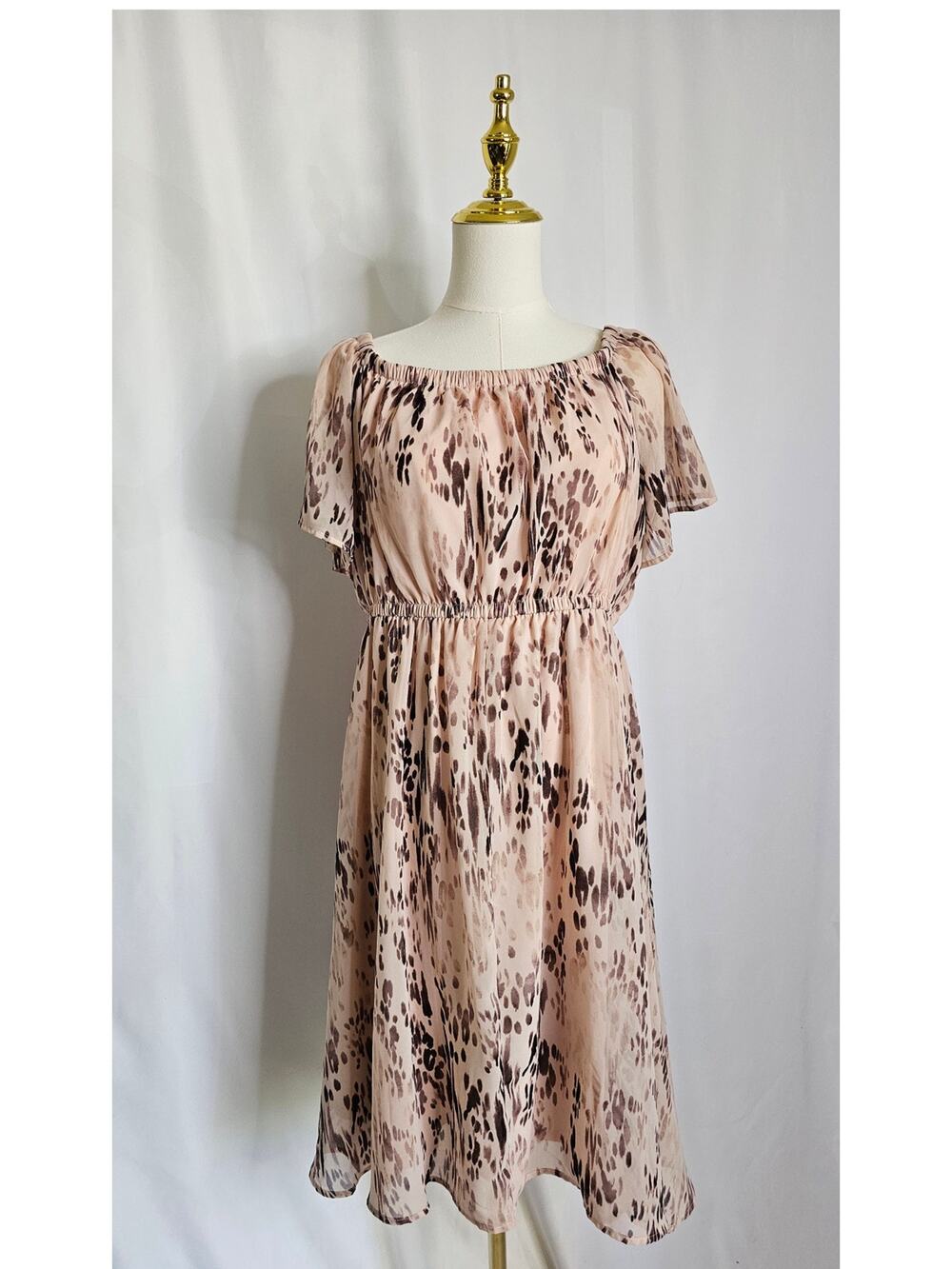 Torrid 0 Blush/Plum Flowy Chiffon Off The Shoulder Mini Dress